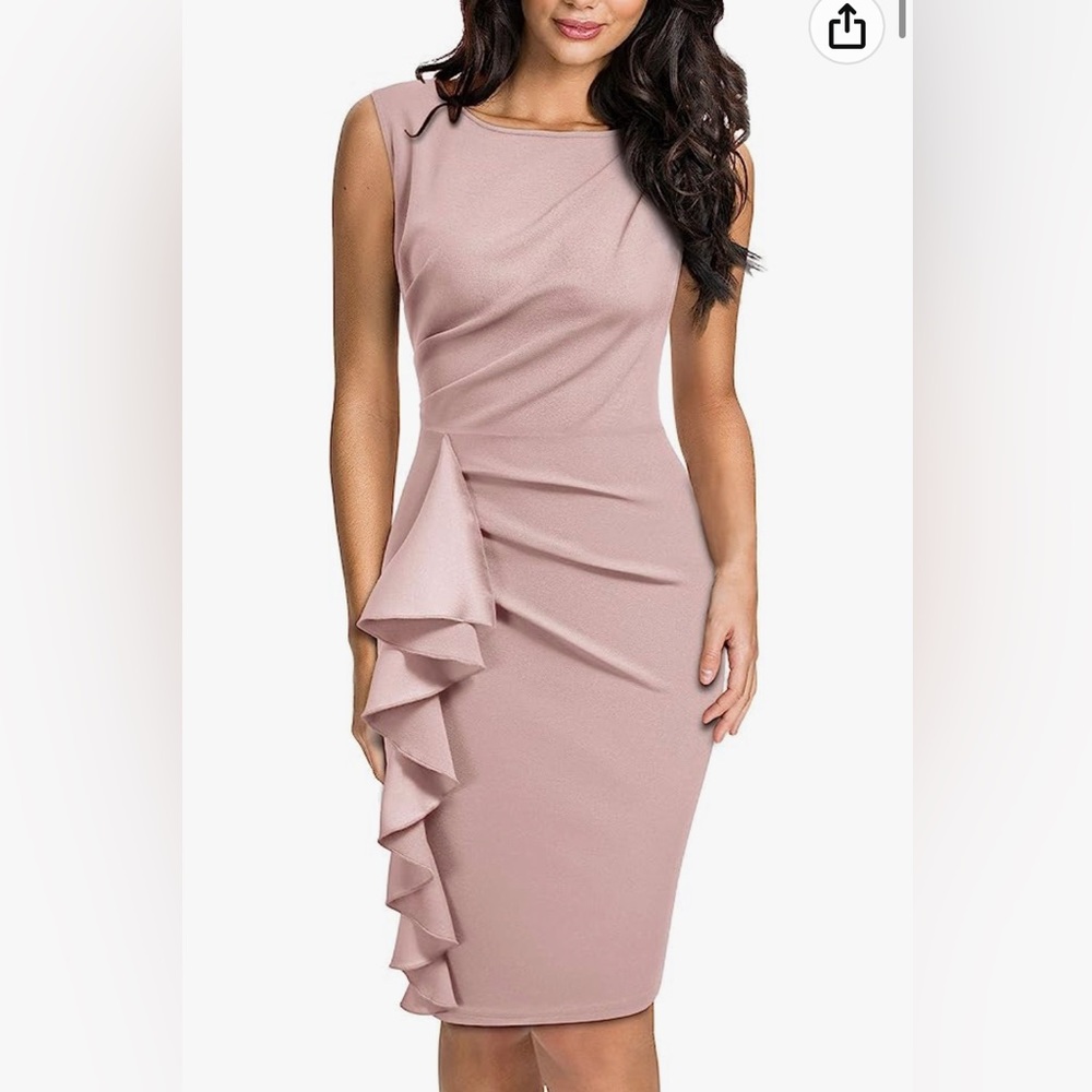 NWT Knitee pink sleeveless ruffle dress size S